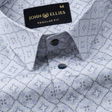 Gardian Blue Cotton Geometric Printed Shirt - John Ellies
