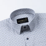 Gardian Blue Cotton Geometric Printed Shirt - John Ellies