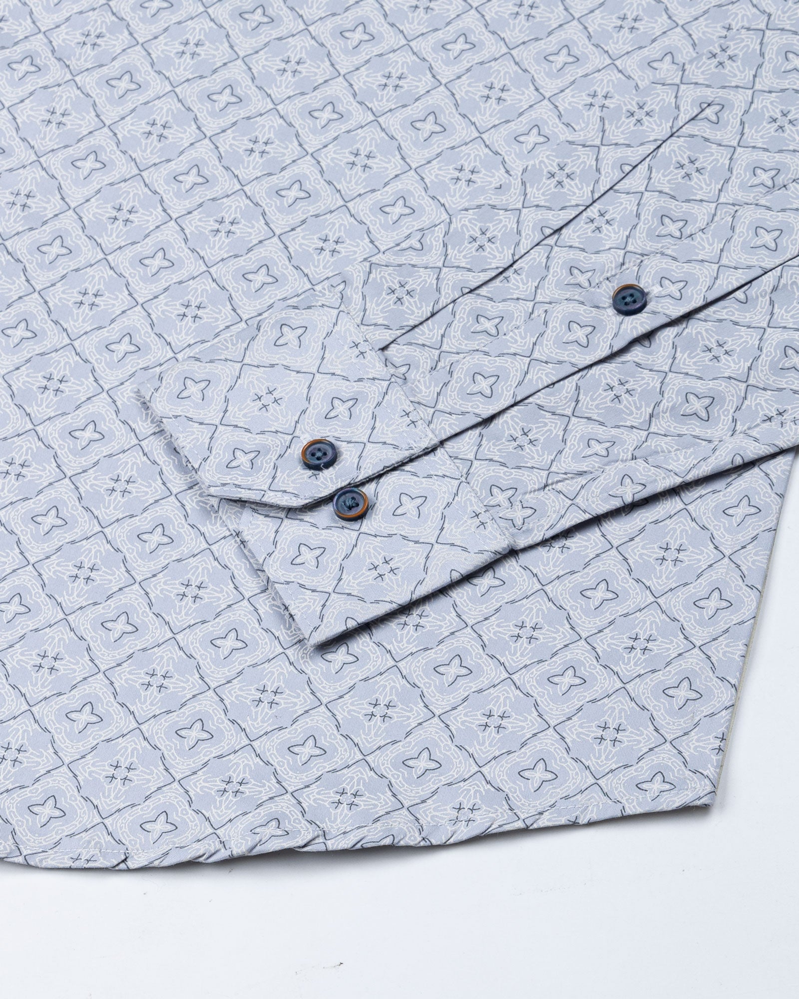 Gardian Blue Cotton Geometric Printed Shirt - John Ellies