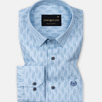 Gardian Sky Blue Cotton Printed Shirt - John Ellies
