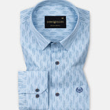 Gardian Sky Blue Cotton Printed Shirt - John Ellies