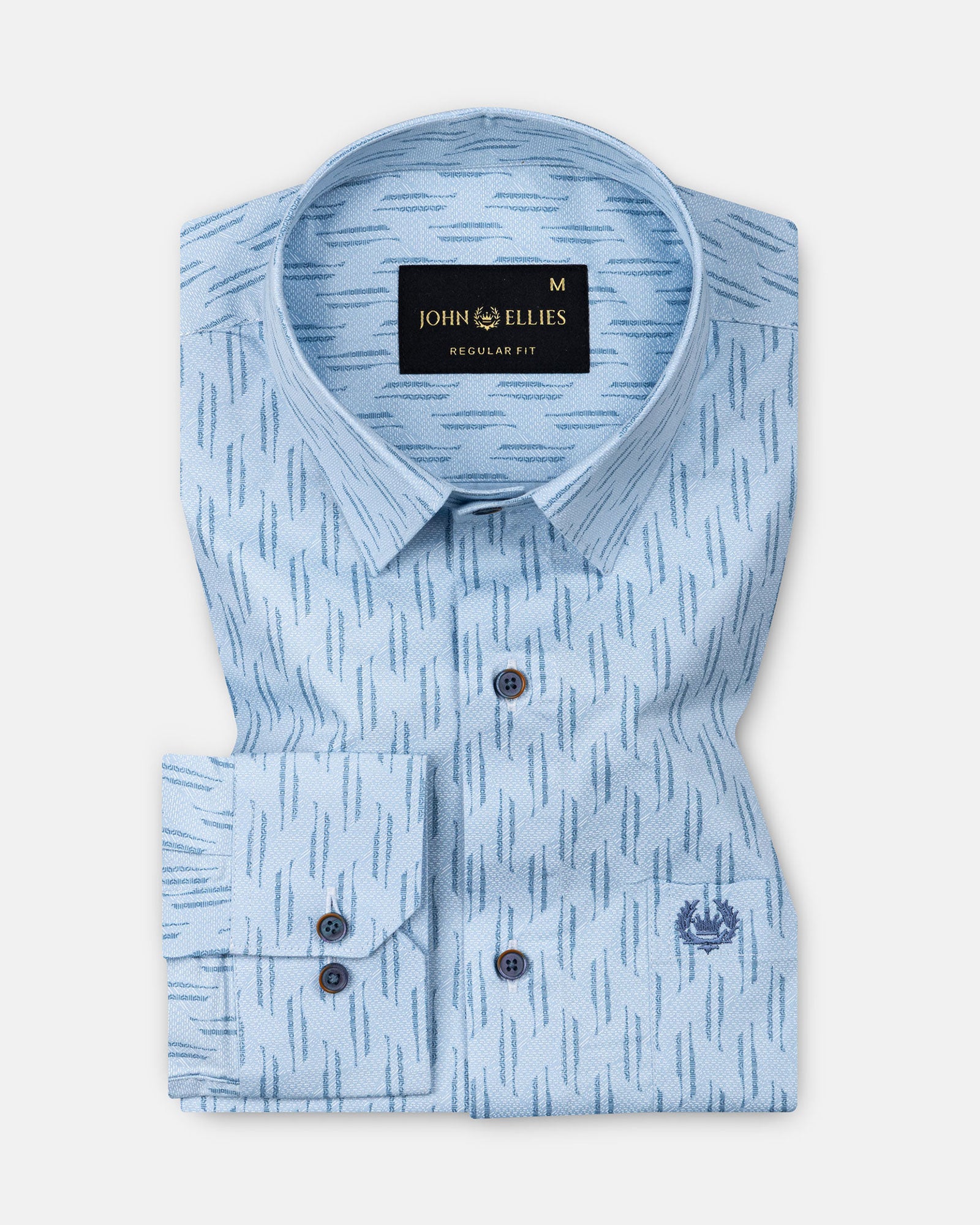 Gardian Sky Blue Cotton Printed Shirt - John Ellies