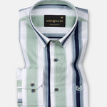 Triddent Green Premium Cotton Stripes Shirt - John Ellies