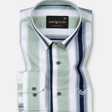 Triddent Green Premium Cotton Stripes Shirt - John Ellies
