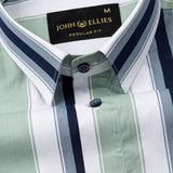 Triddent Green Premium Cotton Stripes Shirt - John Ellies