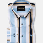 Triddent Sky Blue Premium Cotton Stripes Shirt - John Ellies