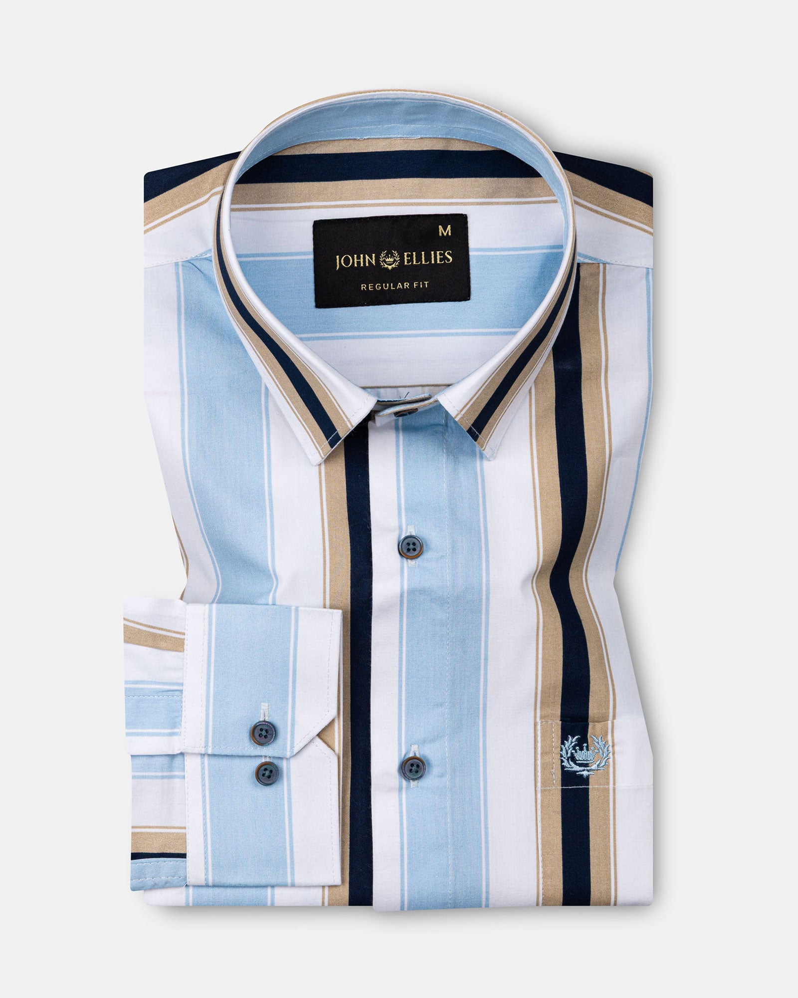 Triddent Sky Blue Premium Cotton Stripes Shirt - John Ellies
