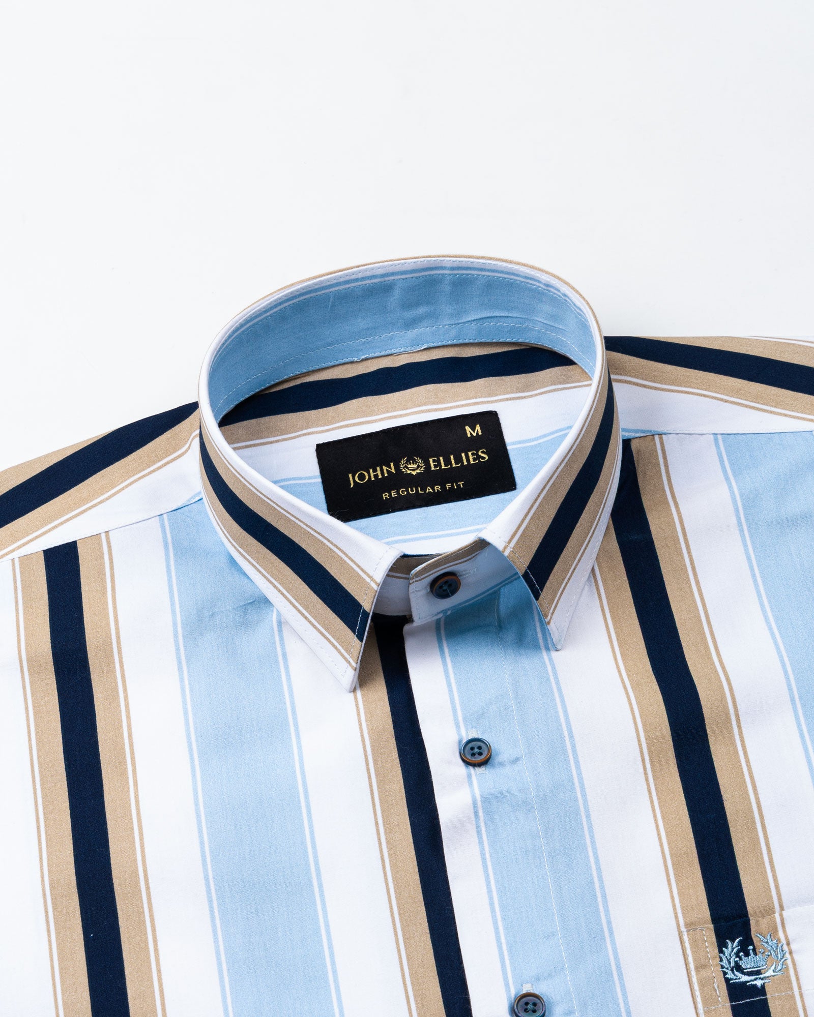 Triddent Sky Blue Premium Cotton Stripes Shirt - John Ellies