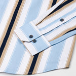 Triddent Sky Blue Premium Cotton Stripes Shirt - John Ellies