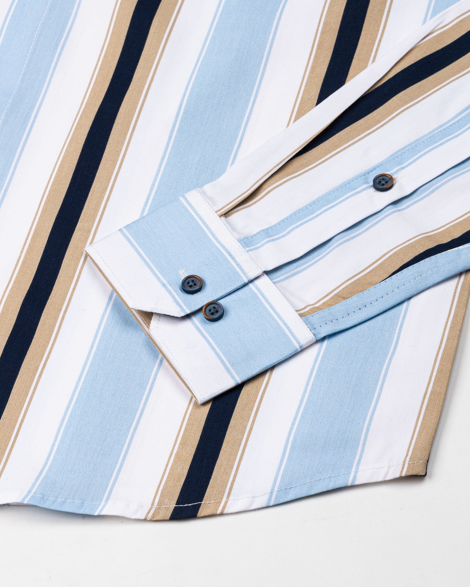 Triddent Sky Blue Premium Cotton Stripes Shirt - John Ellies