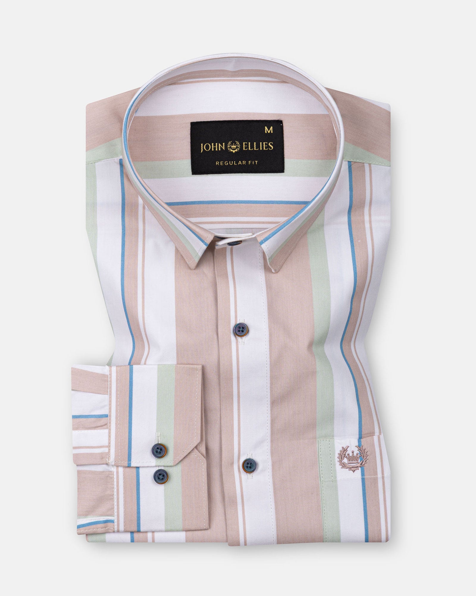 Triddent Peach Premium Cotton Stripes Shirt - John Ellies