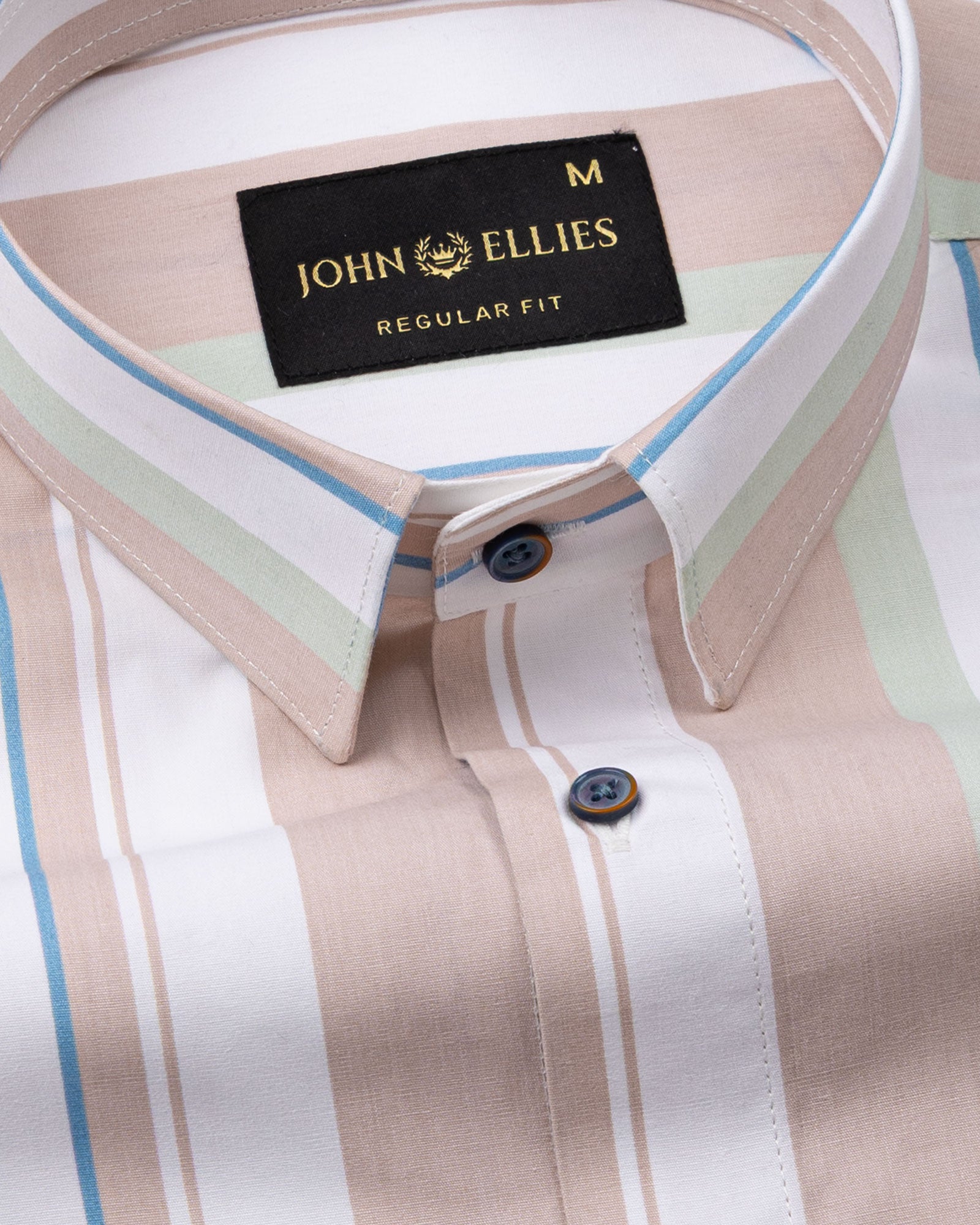 Triddent Peach Premium Cotton Stripes Shirt - John Ellies