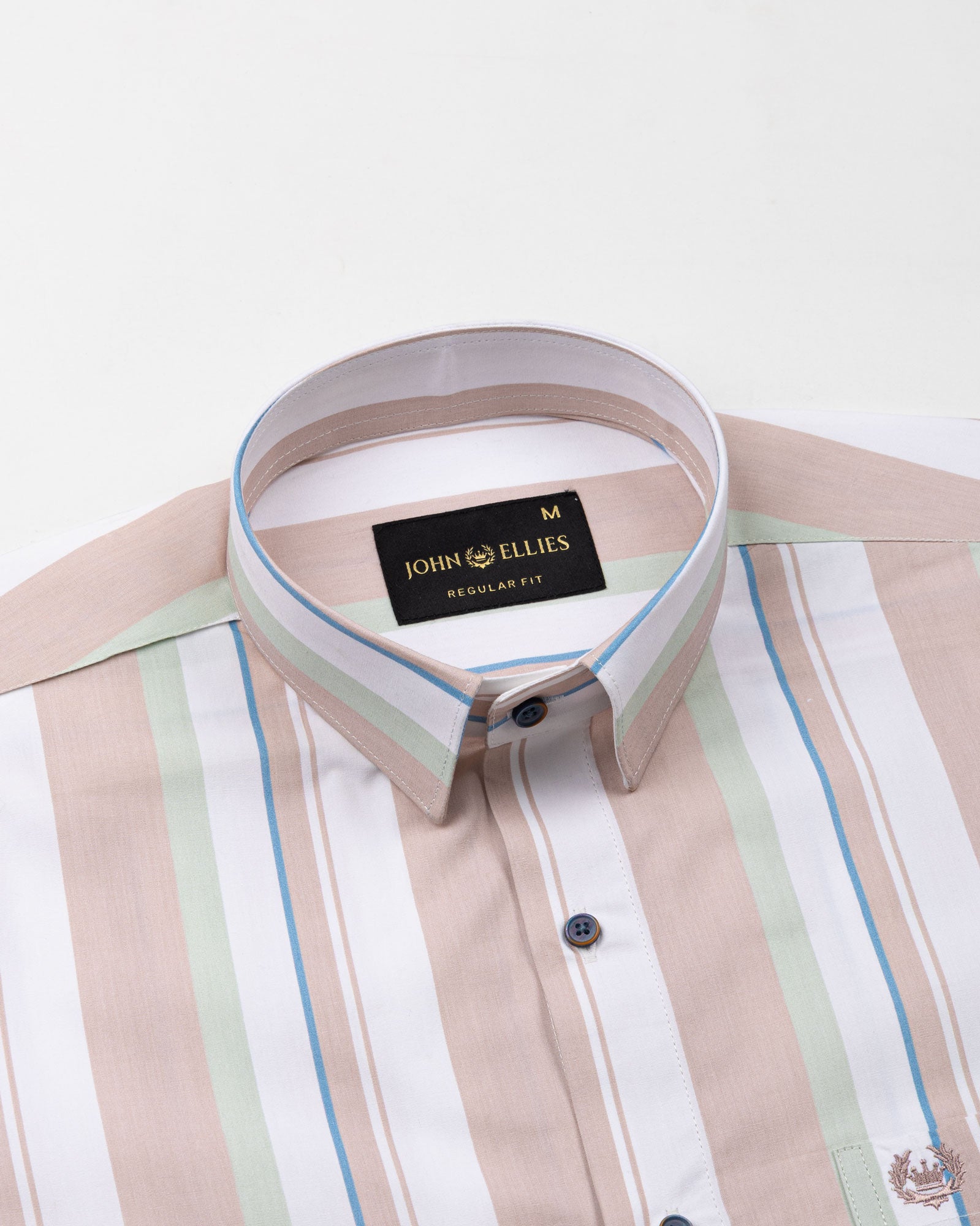 Triddent Peach Premium Cotton Stripes Shirt - John Ellies