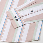 Triddent Peach Premium Cotton Stripes Shirt - John Ellies