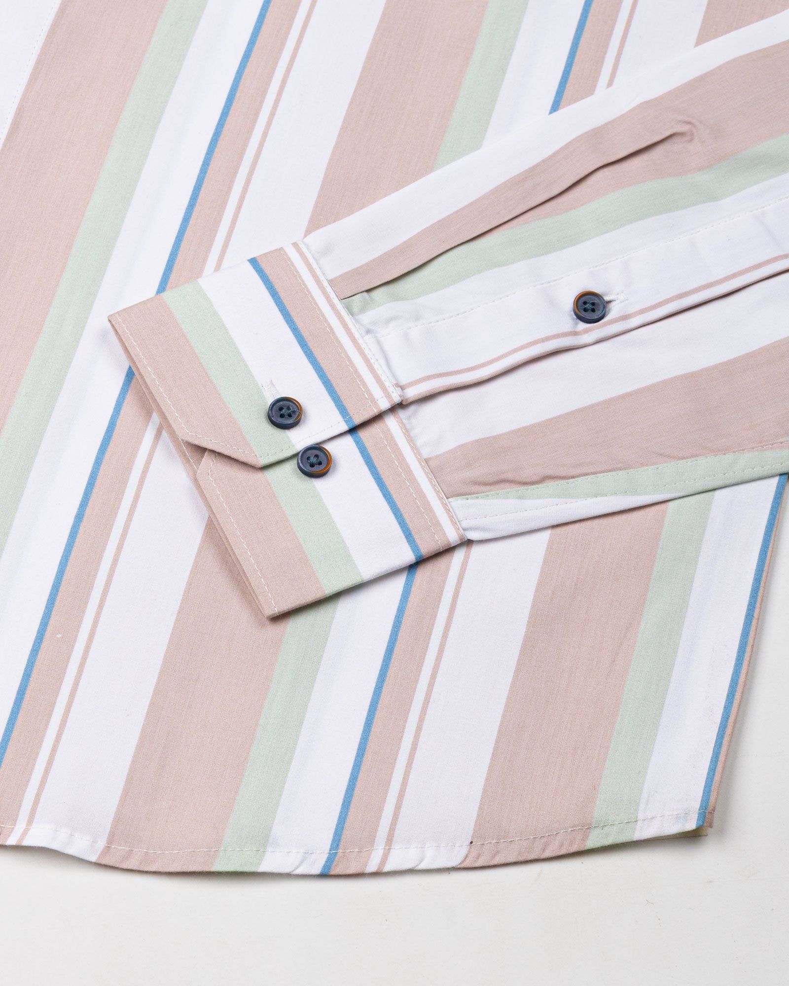 Triddent Peach Premium Cotton Stripes Shirt - John Ellies