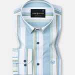 Triddent Steel Blue Premium Cotton Stripes Shirt - John Ellies