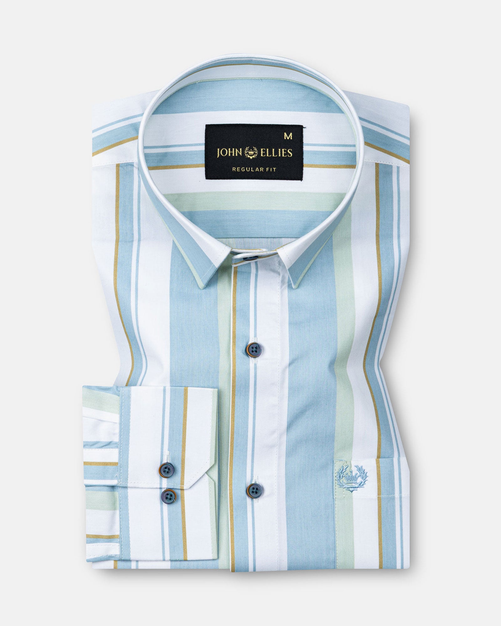Triddent Steel Blue Premium Cotton Stripes Shirt - John Ellies
