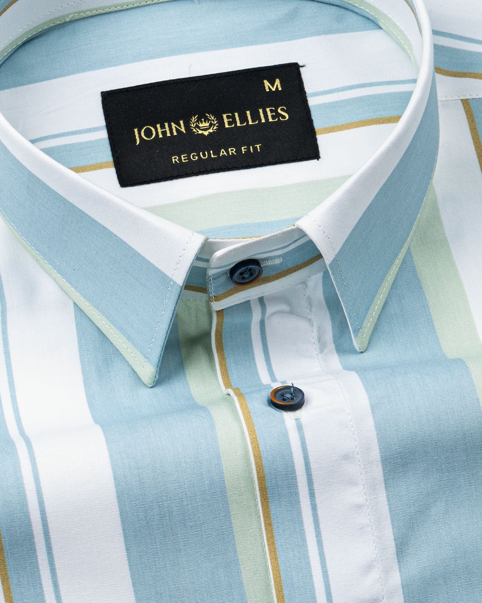 Triddent Steel Blue Premium Cotton Stripes Shirt - John Ellies