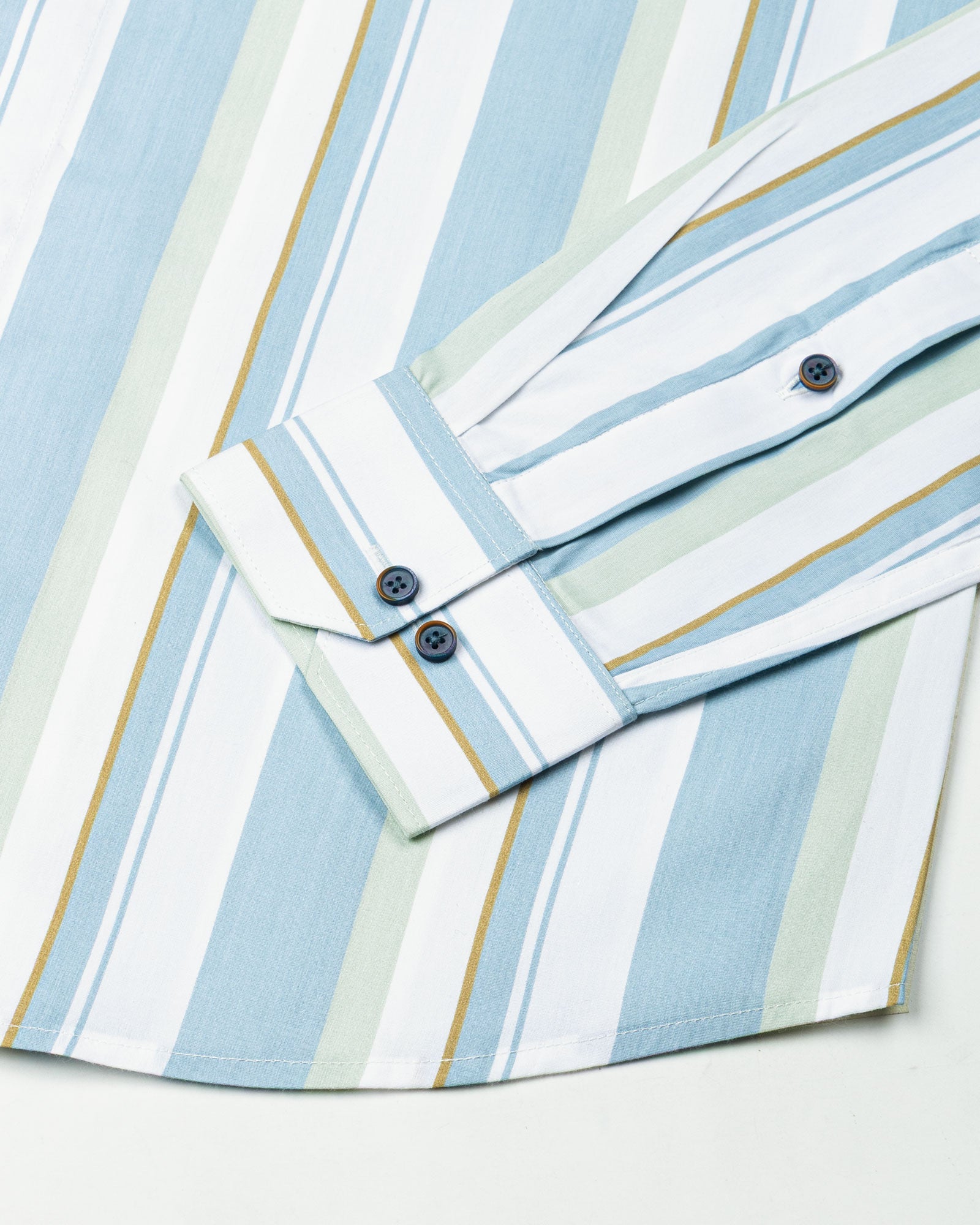 Triddent Steel Blue Premium Cotton Stripes Shirt - John Ellies