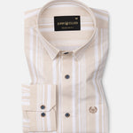 Triddent Beige Premium Cotton Stripes Shirt - John Ellies