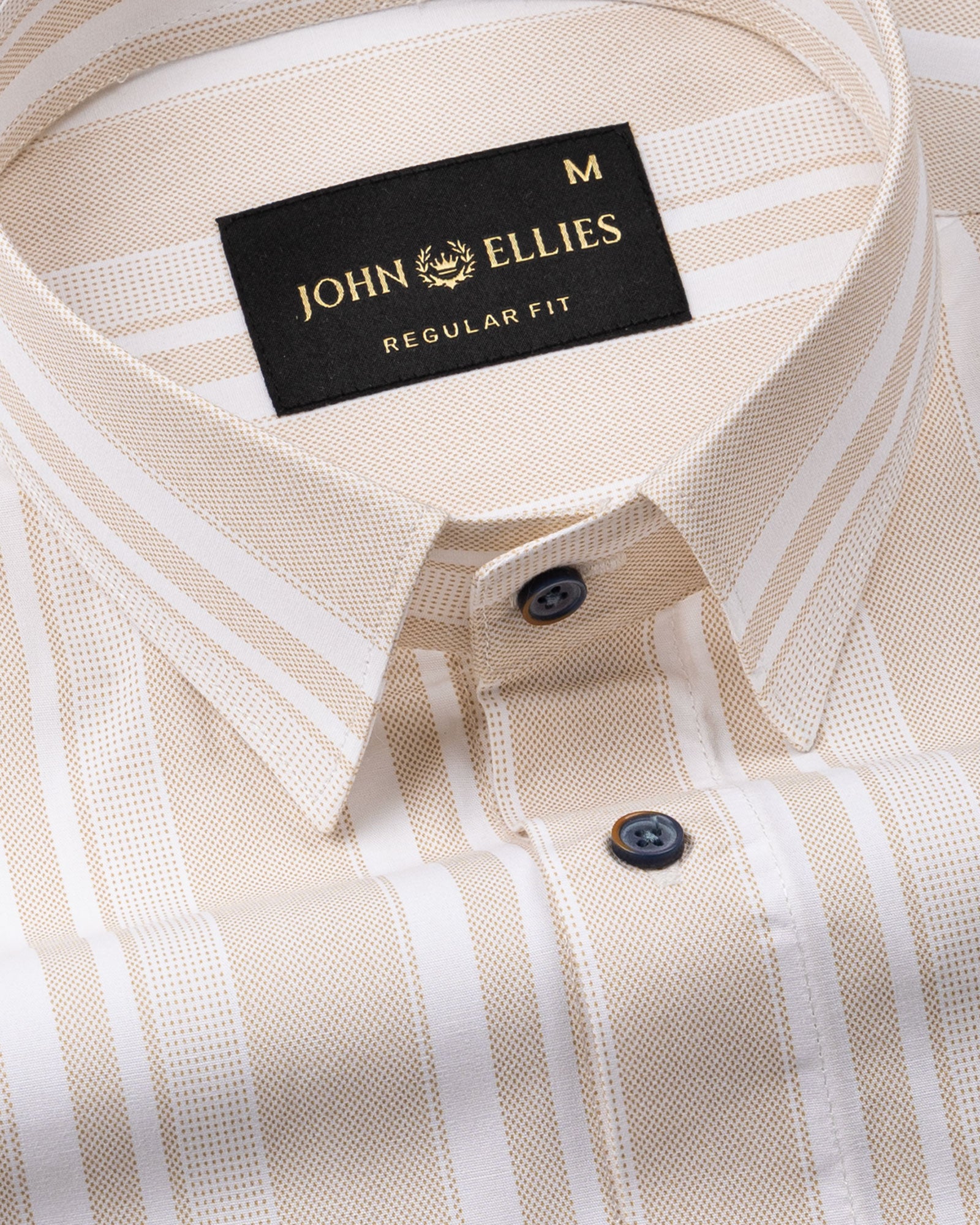 Triddent Beige Premium Cotton Stripes Shirt - John Ellies