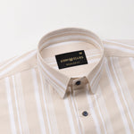 Triddent Beige Premium Cotton Stripes Shirt - John Ellies