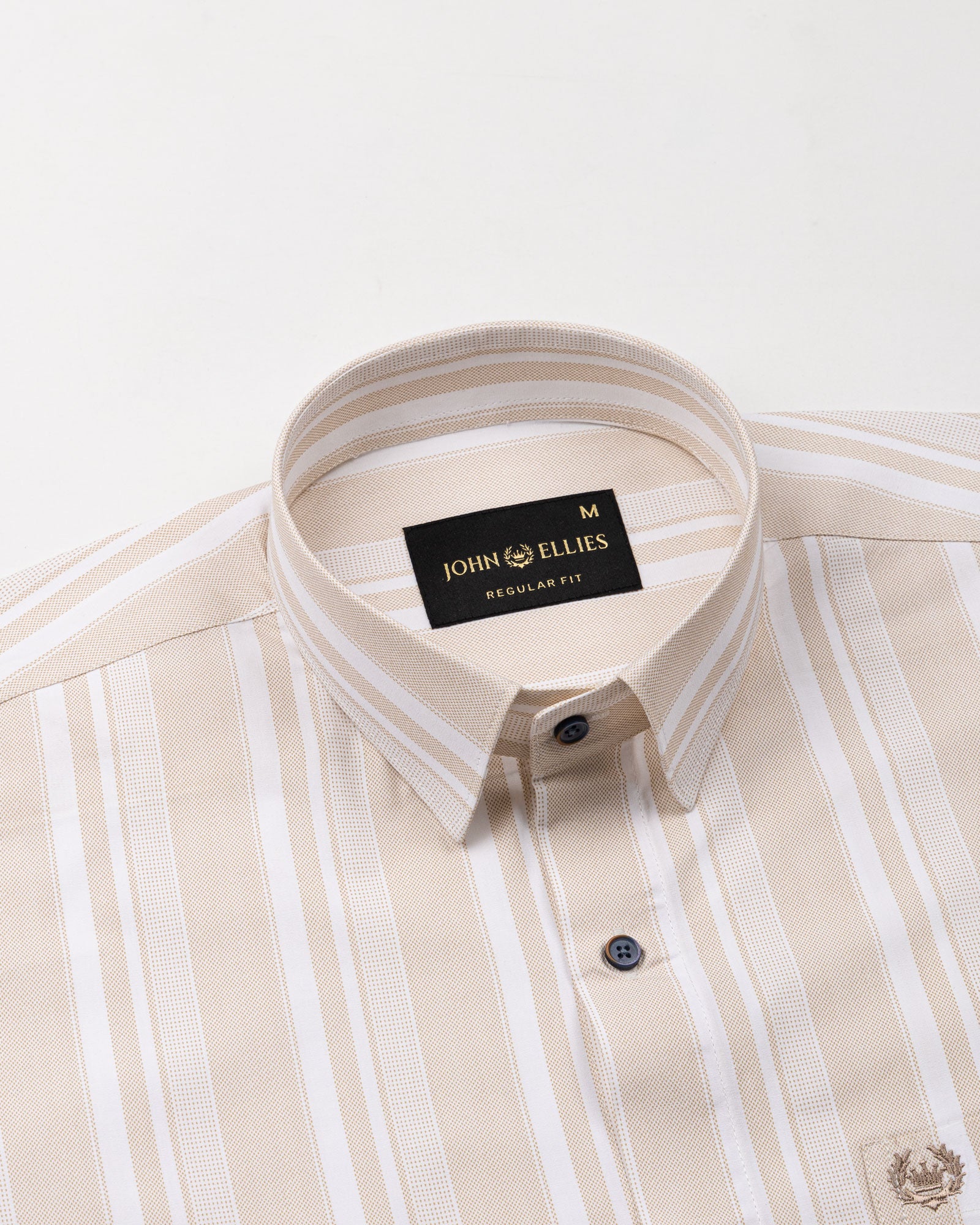 Triddent Beige Premium Cotton Stripes Shirt - John Ellies