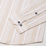Triddent Beige Premium Cotton Stripes Shirt - John Ellies