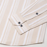 Triddent Beige Premium Cotton Stripes Shirt - John Ellies