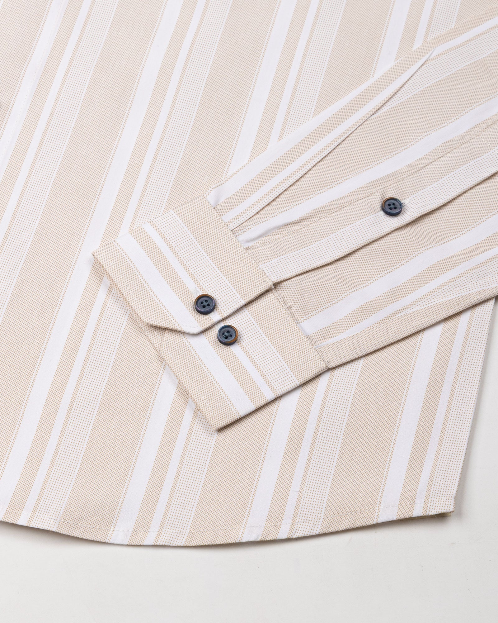Triddent Beige Premium Cotton Stripes Shirt - John Ellies