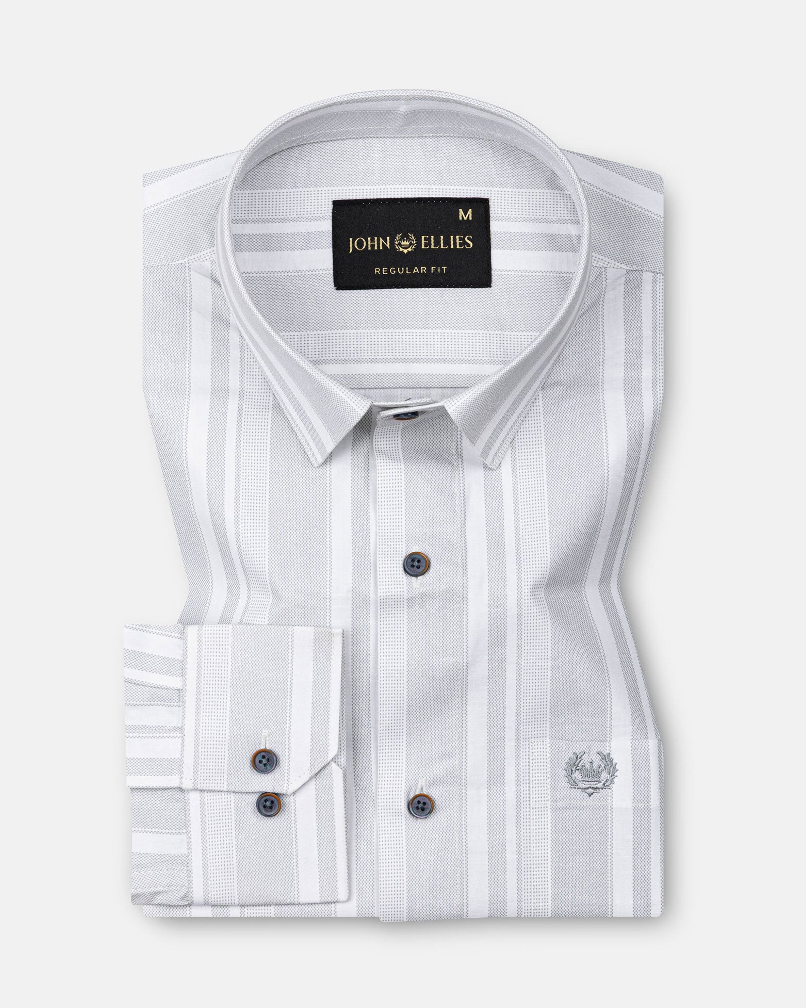 Triddent Silver Premium Cotton Stripes Shirt - John Ellies