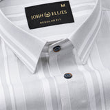 Triddent Silver Premium Cotton Stripes Shirt - John Ellies