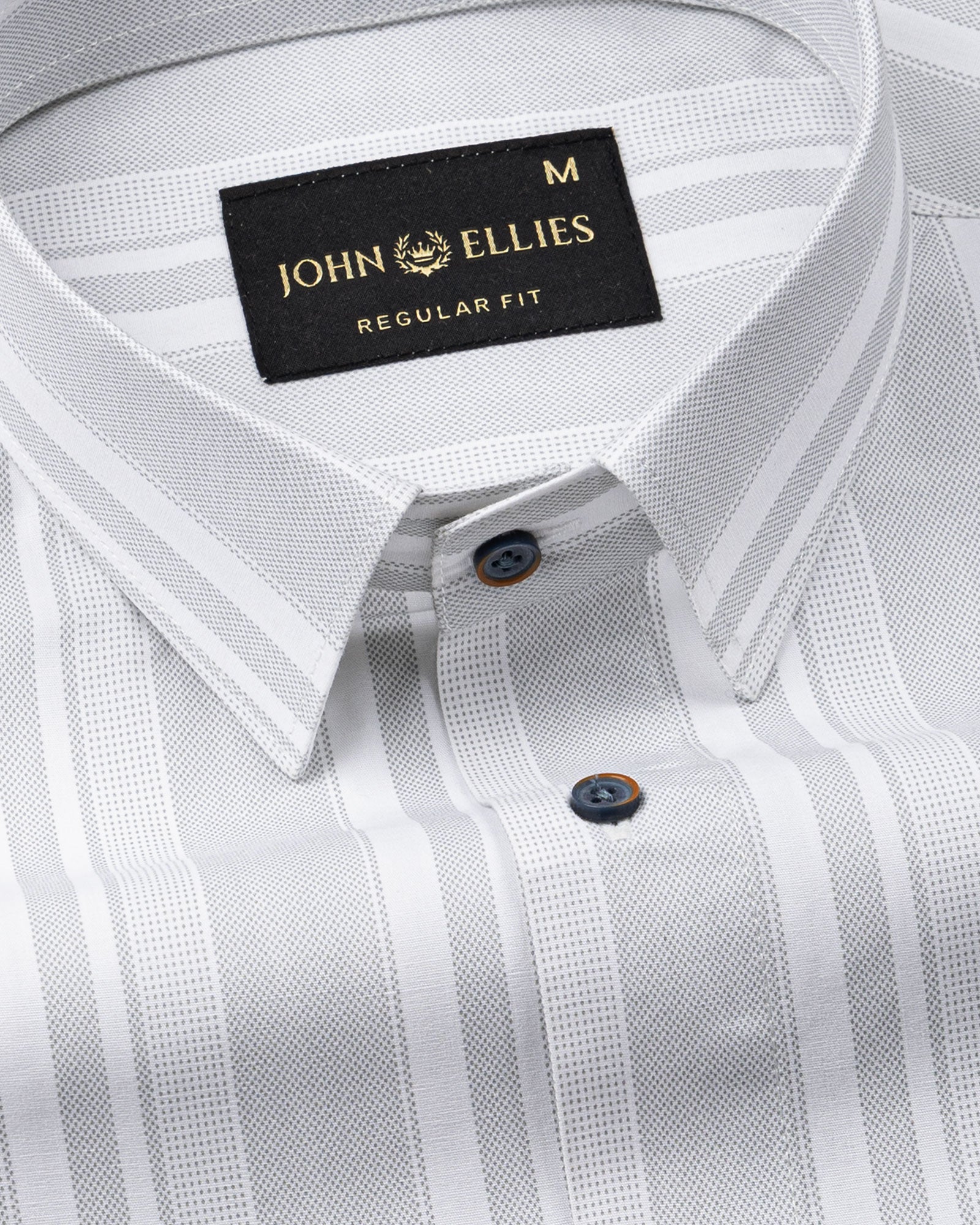 Triddent Silver Premium Cotton Stripes Shirt - John Ellies