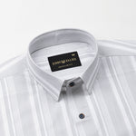 Triddent Silver Premium Cotton Stripes Shirt - John Ellies