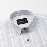 Triddent Silver Premium Cotton Stripes Shirt - John Ellies