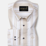 Triddent Tan Premium Cotton Stripes Shirt - John Ellies