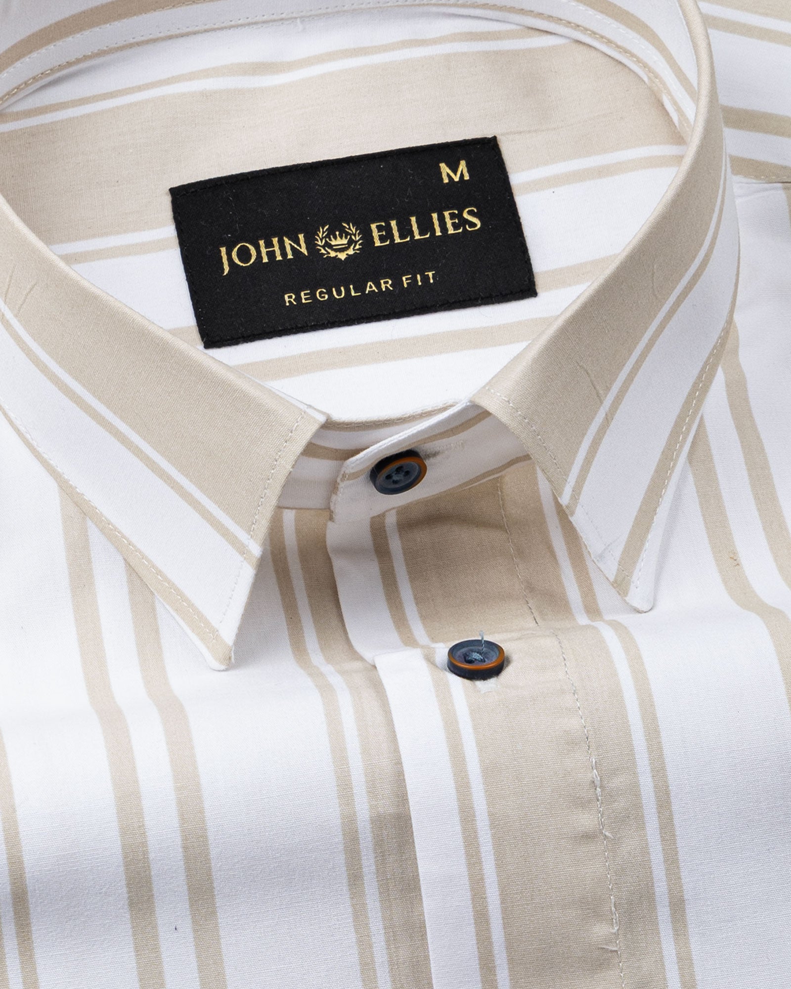 Triddent Tan Premium Cotton Stripes Shirt - John Ellies
