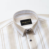 Triddent Tan Premium Cotton Stripes Shirt - John Ellies