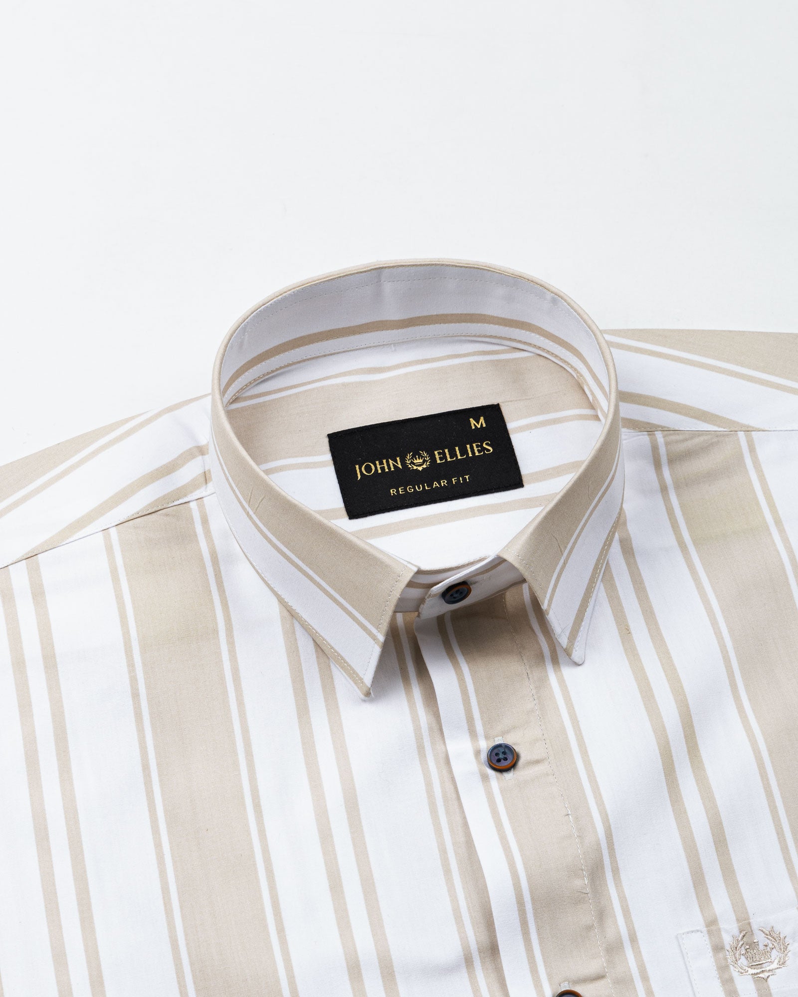 Triddent Tan Premium Cotton Stripes Shirt - John Ellies