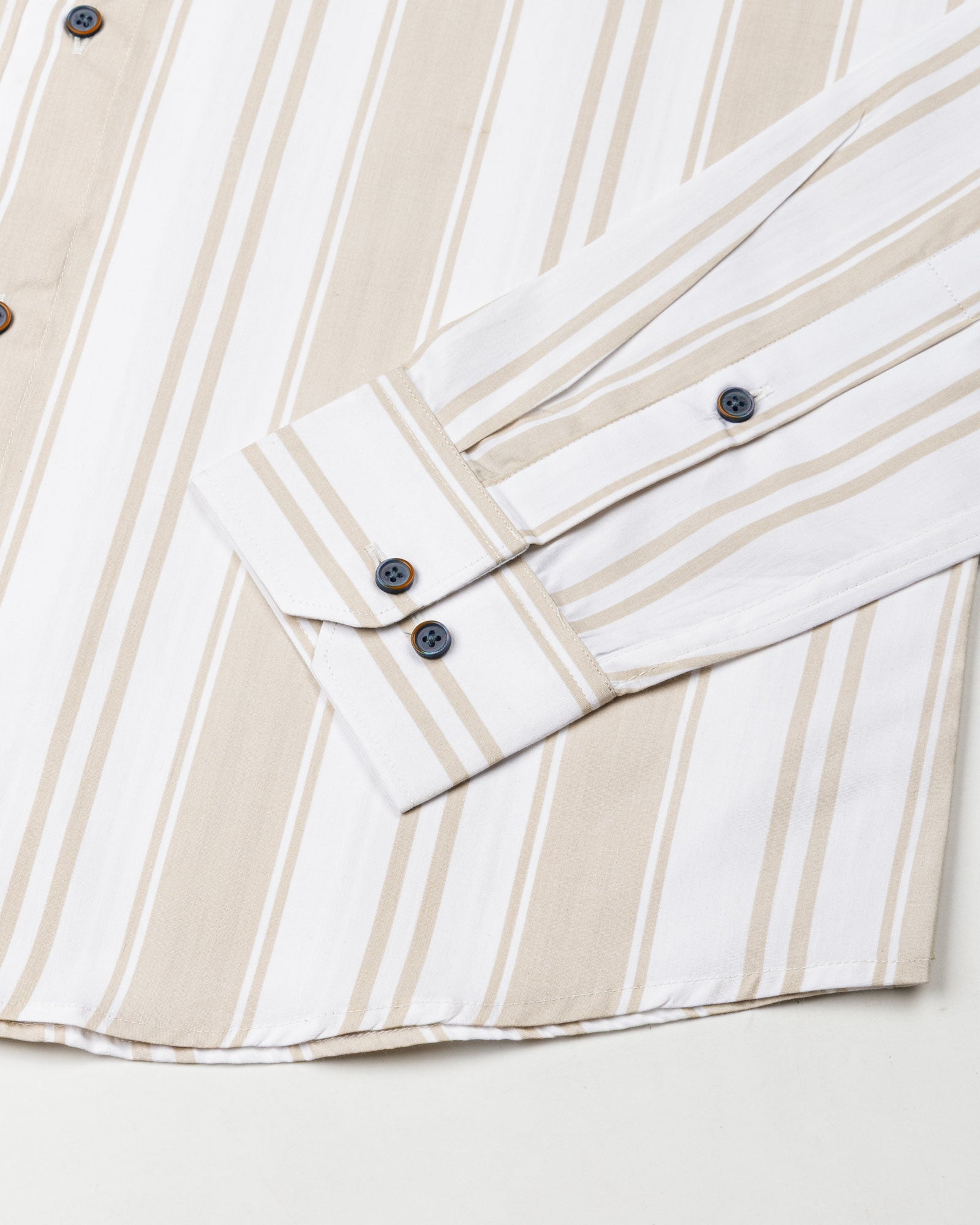 Triddent Tan Premium Cotton Stripes Shirt - John Ellies