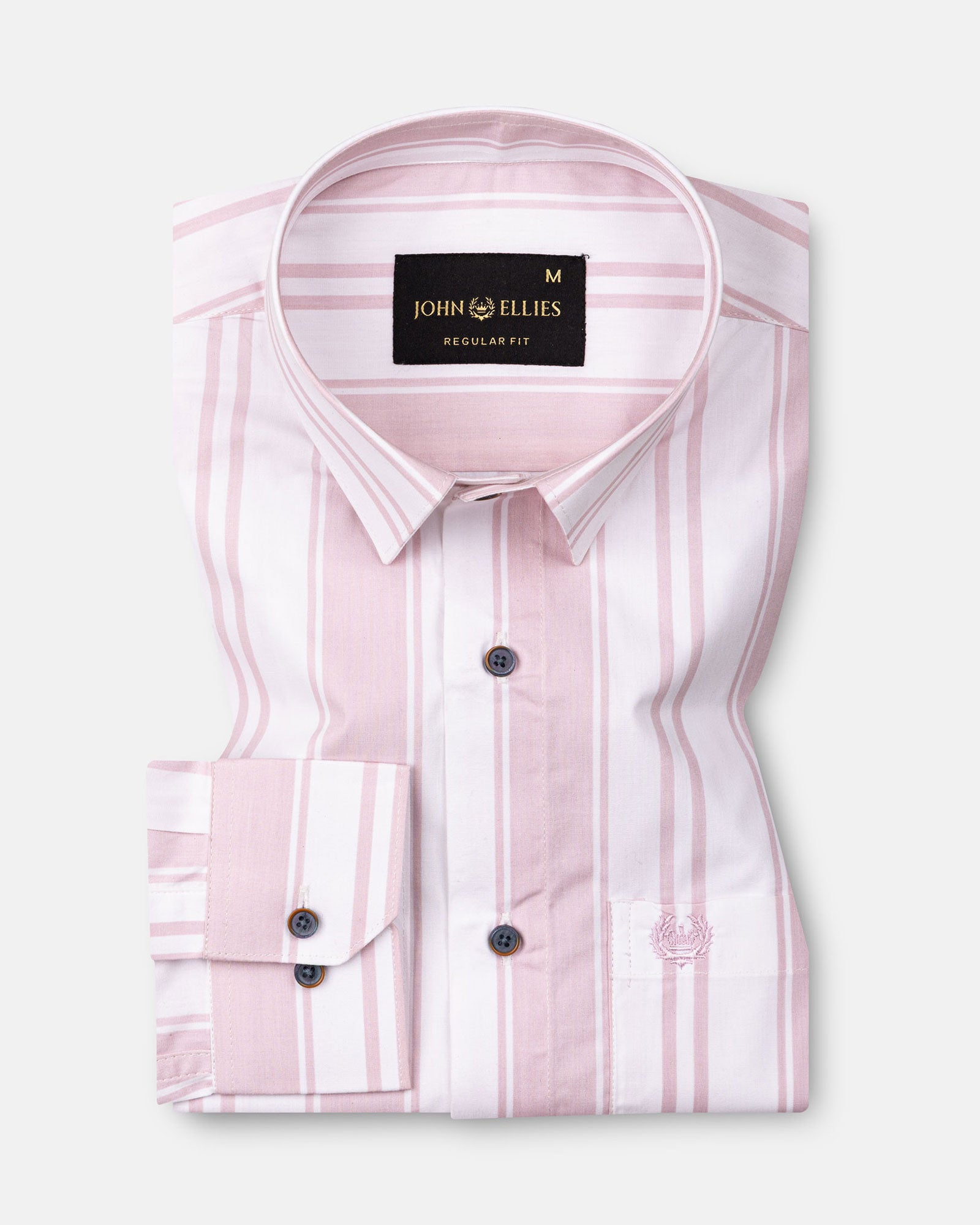Triddent Pink Premium Cotton Stripes Shirt - John Ellies