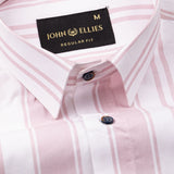 Triddent Pink Premium Cotton Stripes Shirt - John Ellies