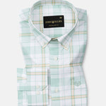 Gogh Green Check Button Down Cotton Shirt - John Ellies