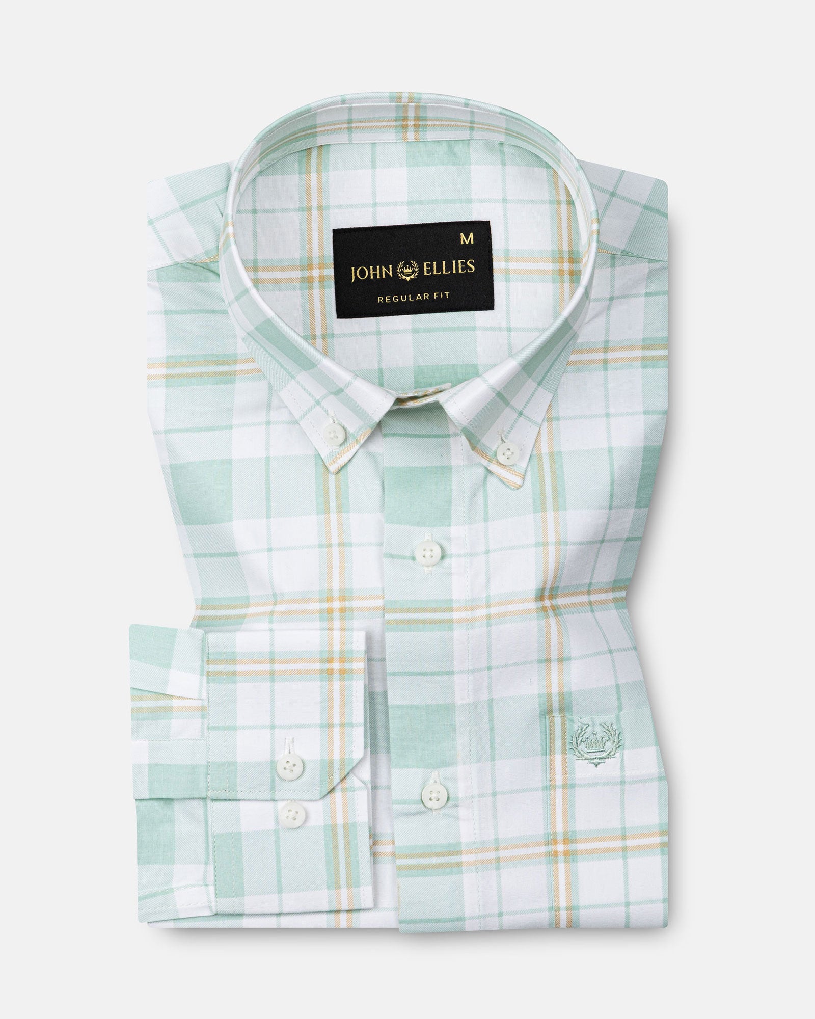 Gogh Green Check Button Down Cotton Shirt - John Ellies