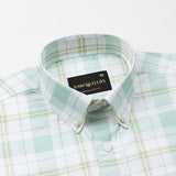Gogh Green Check Button Down Cotton Shirt - John Ellies
