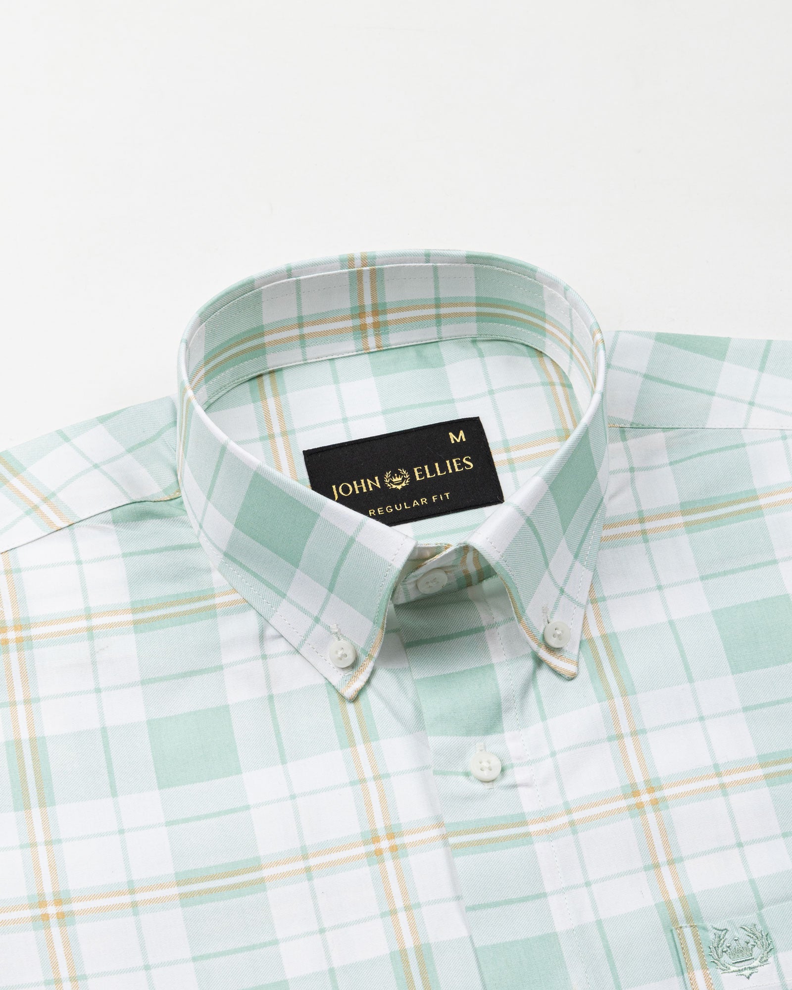 Gogh Green Check Button Down Cotton Shirt - John Ellies
