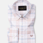 Gogh Peach Check Button Down Cotton Shirt - John Ellies