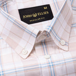 Gogh Peach Check Button Down Cotton Shirt - John Ellies