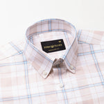 Gogh Peach Check Button Down Cotton Shirt - John Ellies