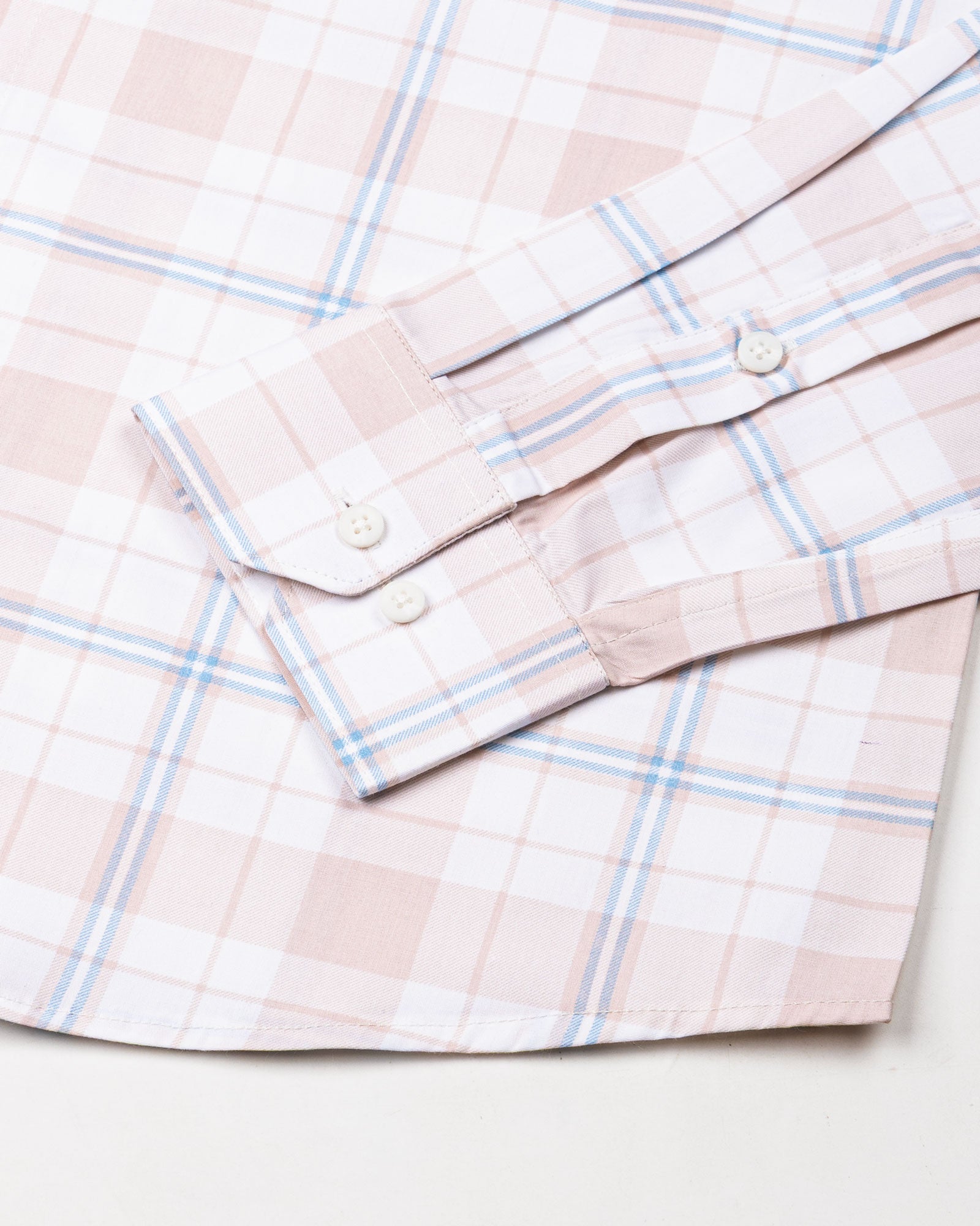 Gogh Peach Check Button Down Cotton Shirt - John Ellies